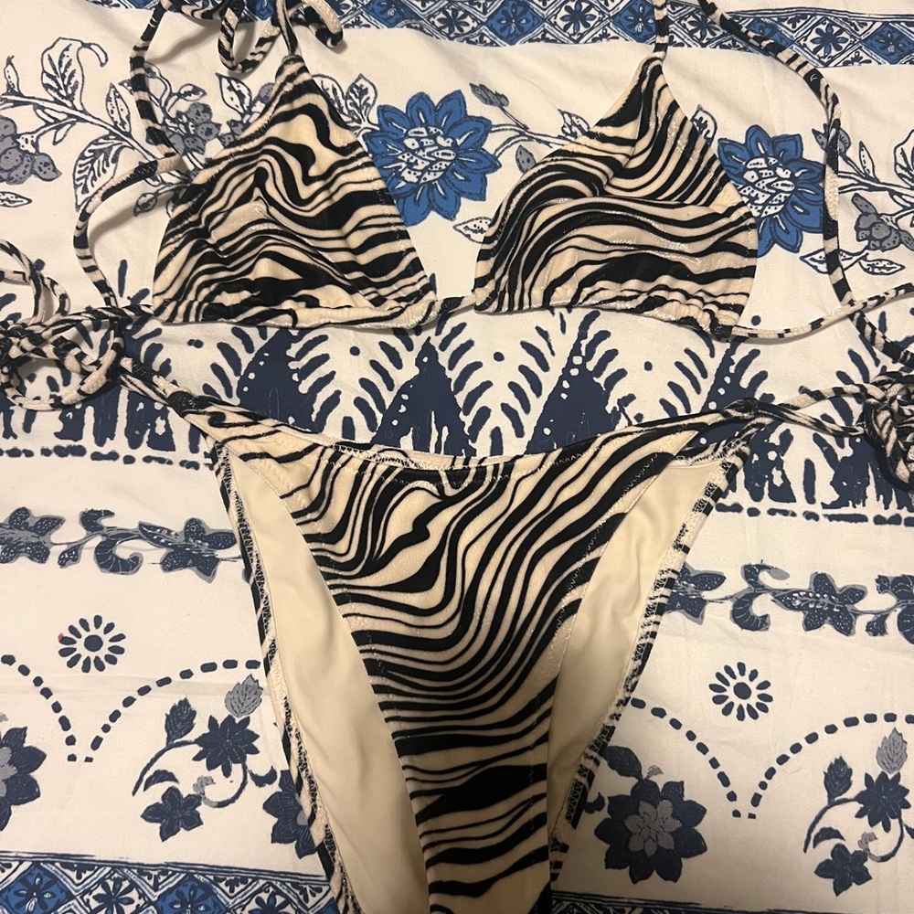 Triangl Swimwear black and white stripe bikini